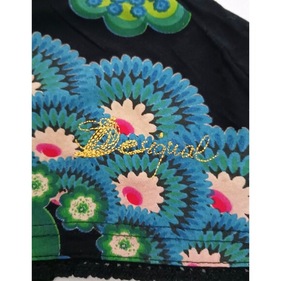 Desigual L/S Dress Bright Abstract Print Asymmetrical Hem Sz S - Picture 6 of 9